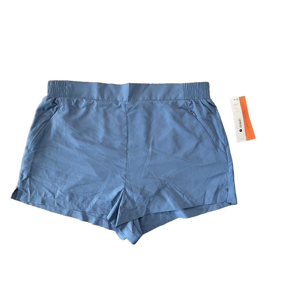 NWT Aqua Athletics Women's Coronet Blue Sz XL Panty Lined Windbreaker Shorts New